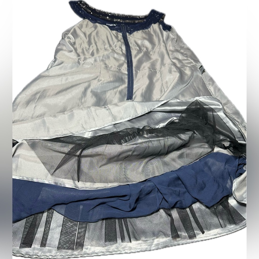 Adrianna Papell Blue Sequence Beaded Silk Madi Dress size 22W - Picture 4 of 10